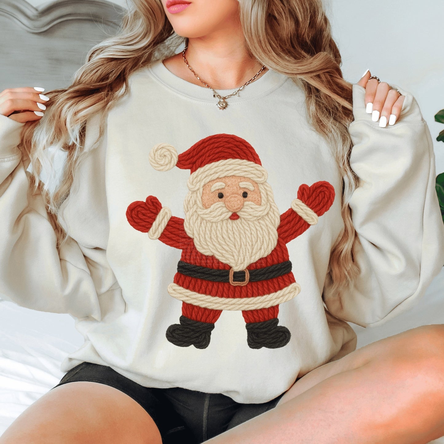 Faux Yarn Santa DTF Transfer