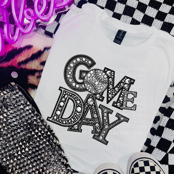 Game Day Baseball - Faux Rhinestone DTF Transfer