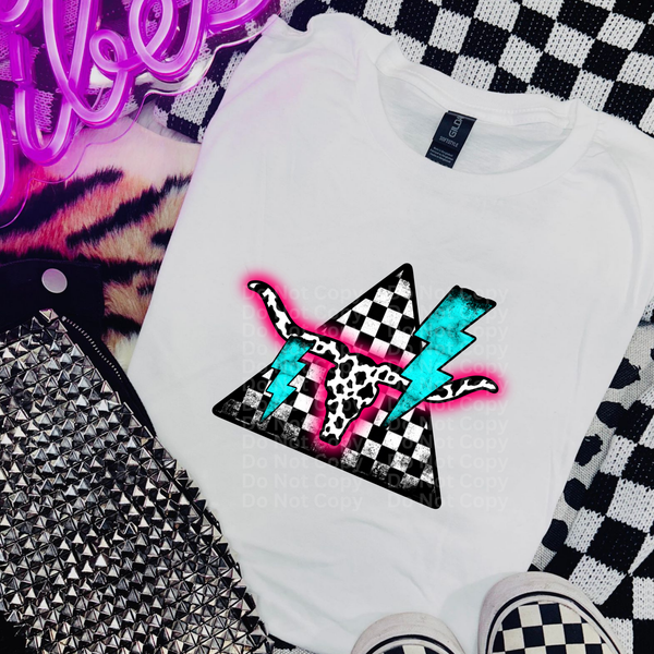 Pink, Blue & Checkered Triangle DTF Transfer