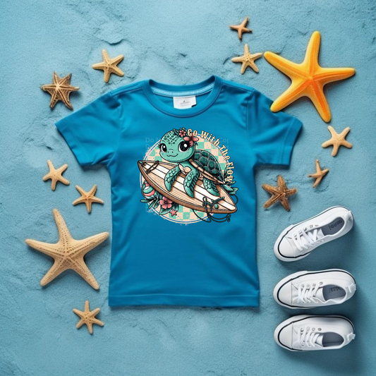 Go With the Flow Sea Turtle DTF Transfer