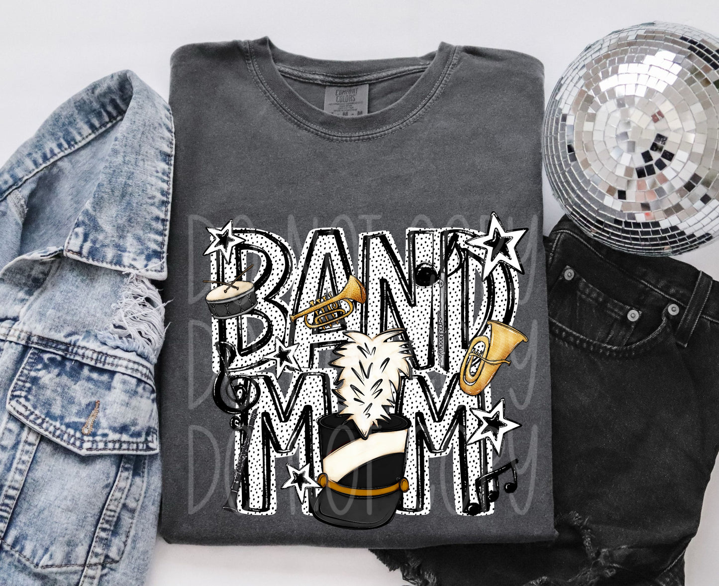 Band Mom Dots Black DTF Transfer