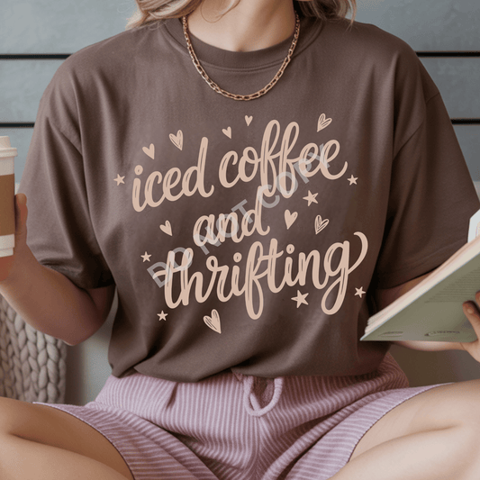 Iced Coffee and Thrifting DTF Transfer