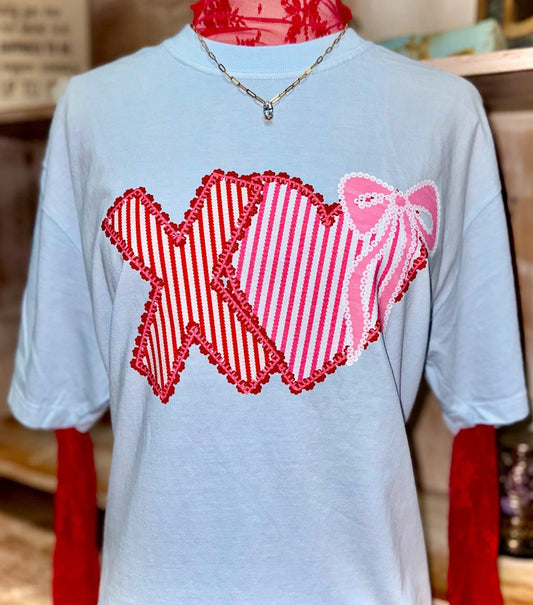 X Heart with Ruffles & Bow DTF Transfer
