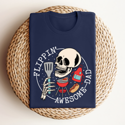 Flippin' Awesome Dad Grilling Skeleton DTF Transfer