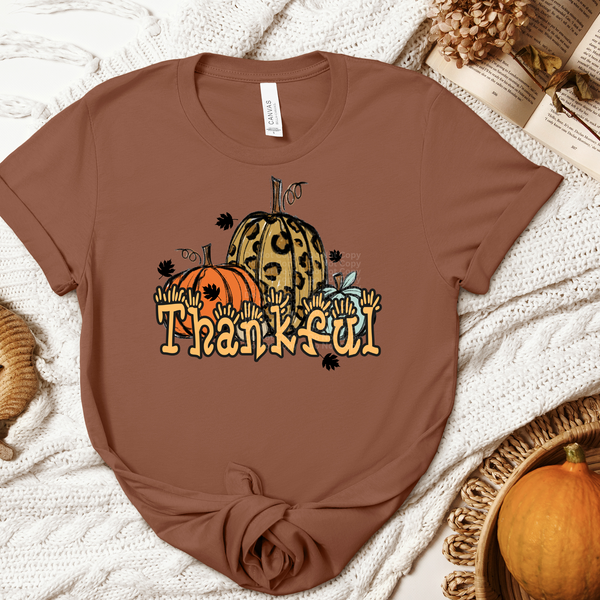 Thankful Pumpkins Leopard, Orange & Blue DTF Transfer