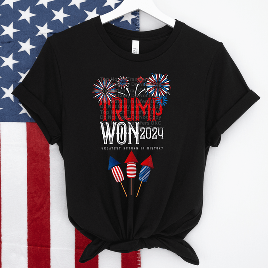Trump Won 2024 Fireworks DTF Transfer