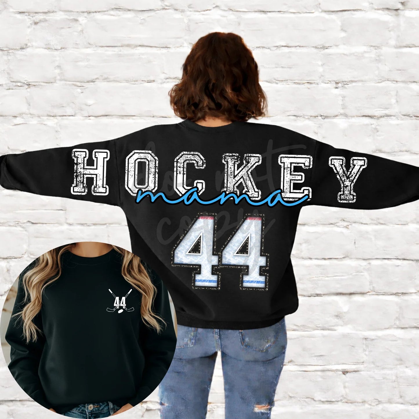 Custom Sports Mama Across the Back & Front pocket DTF Transfer “Leave Custom info in checkout notes- number, name for pocket, for cheerleading- 2 colors and glitter or no glitter on the Pom”