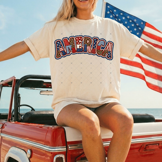 America Patchwork w/ Ruffles DTF Transfers