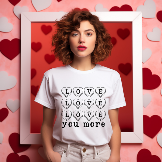 Love You More Hearts (Blk) DTF Transfer