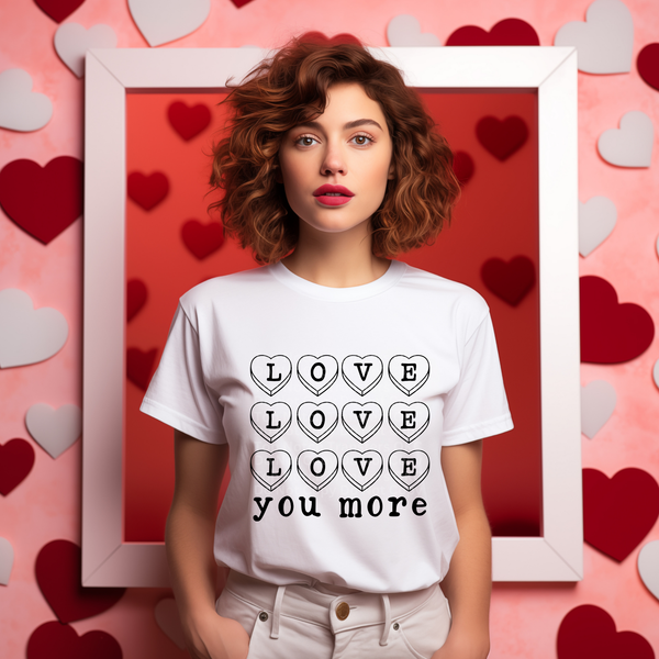 Love You More Hearts (Blk) DTF Transfer