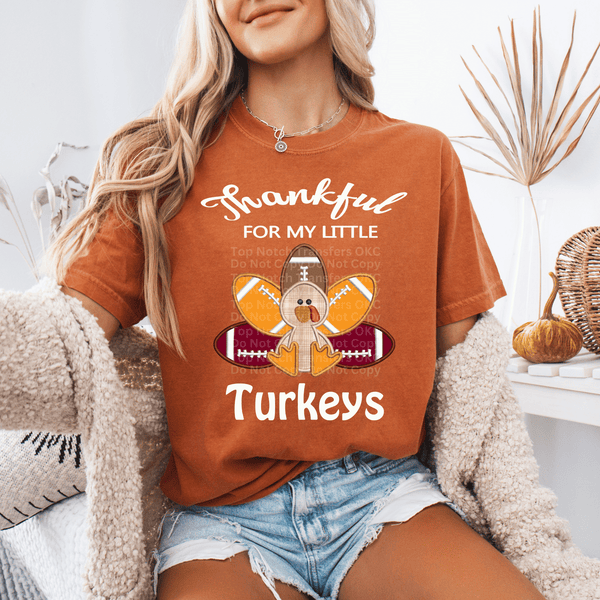 Thankful For My Little Turkeys Football Feathers DTF Transfer