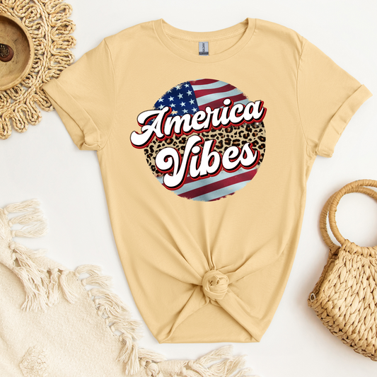 American Vibes -Flag & Cheetah Print Circle DTF Transfer