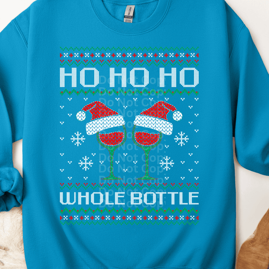 Ho Ho Ho Bottle Ugly Christmas Sweater DTF Transfer