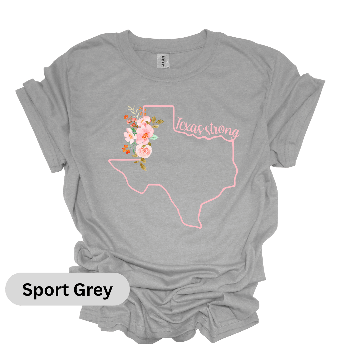 Pray for Texas Pink Outline Floral T-Shirt
