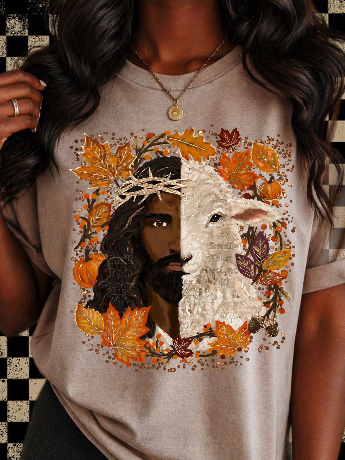 Fall Black Jesus/Lamb DTF Transfer