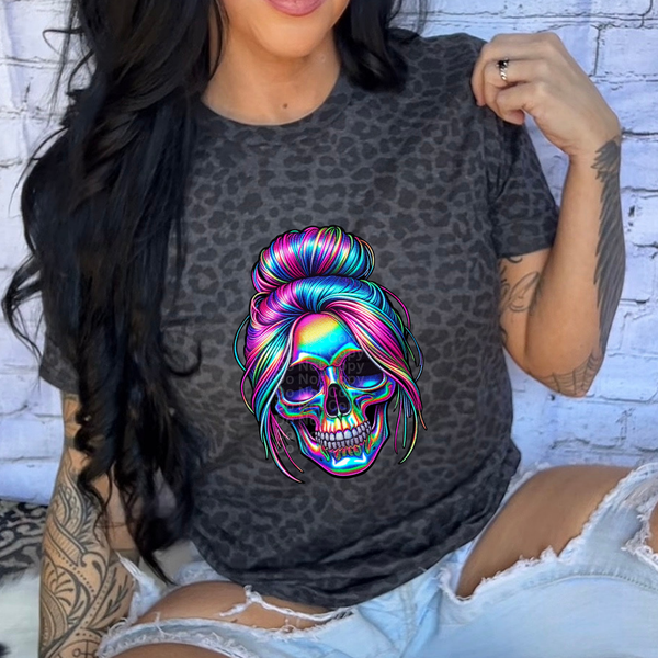 Holographic Female Skull DTF Transfer