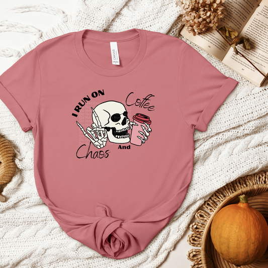 I Run on Coffee & Chaos Skull DTF Transfer