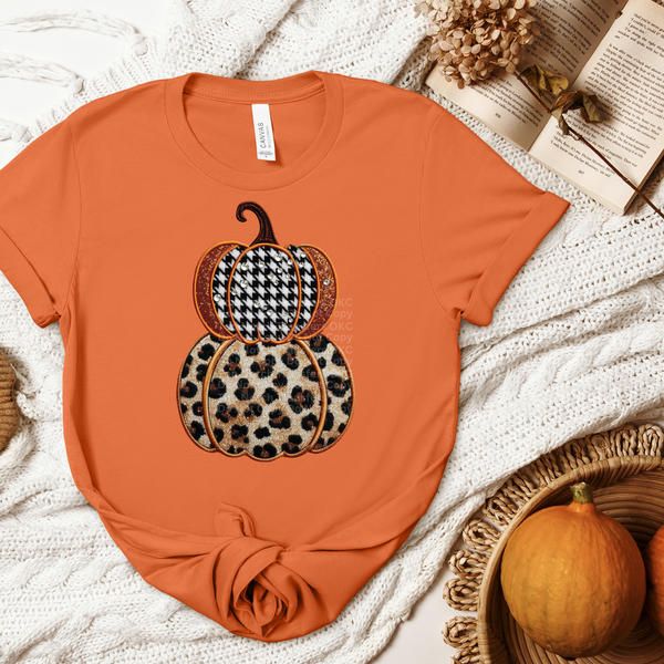 Stacked Pumpkins - Faux Glitter/Embroidery DTF Transfer