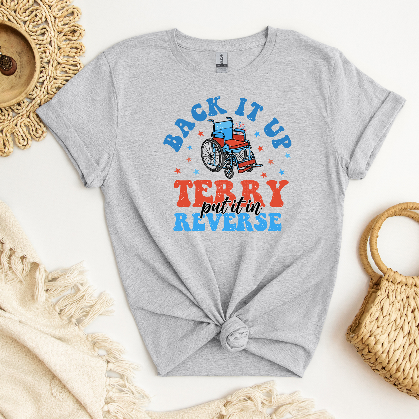 Back It Up Terry - Red & Blue Stars DTF Transfer