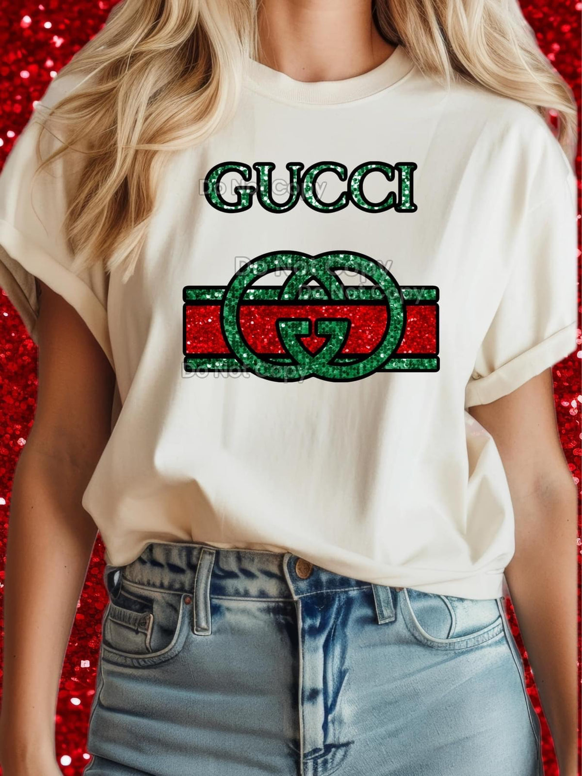 G Red/Green Faux Glitter DTF Transfer