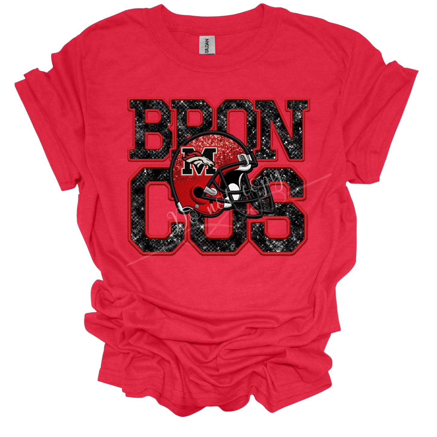 Mustang Broncos Faux Embroidery T-Shirt
