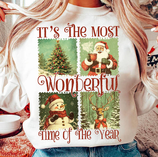 Most Wonderful Time of the Year Vintage Christmas DTF Transfert