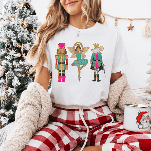 Nutcracker with Brown Hair, Ballerina & Mouse (Dark) DTF Transfer