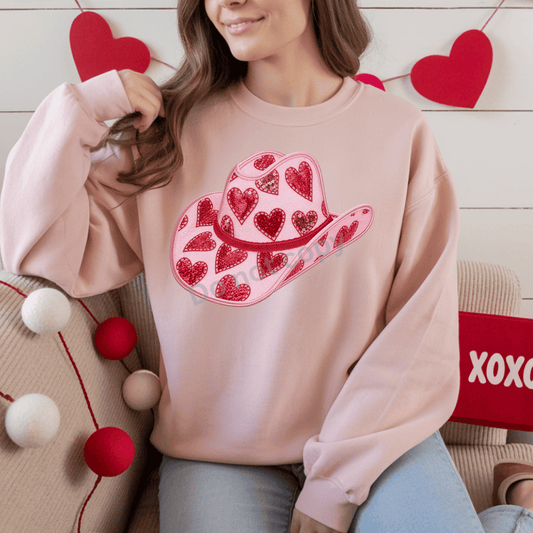 Hearts Cowgirl Hat DTF Transfer