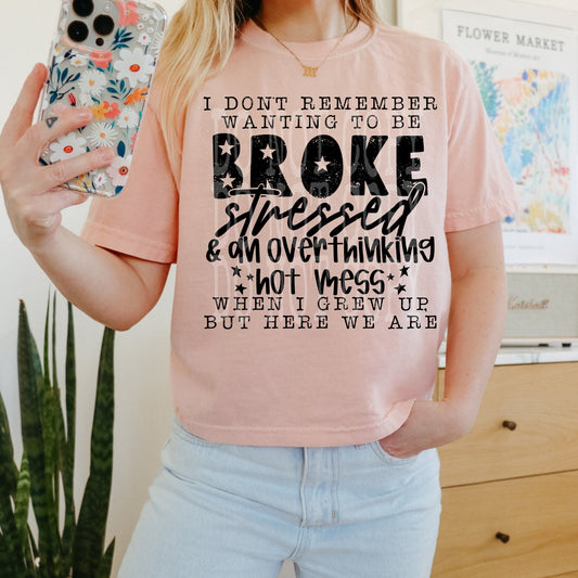 I Don't Remember Wanting To Be Broke DTF Transfer