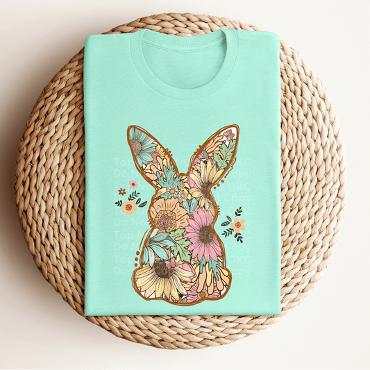 Boho Floral Bunny DTF Transfer