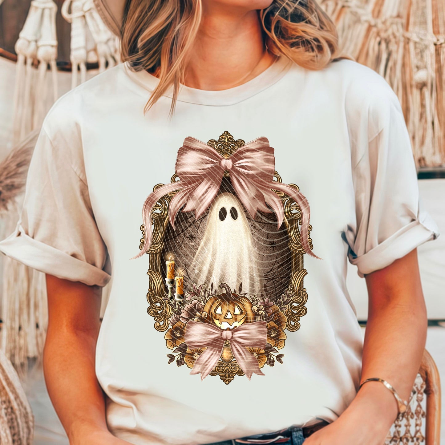Vintage Ghost  *Optional long sleeve design* DTF Transfer