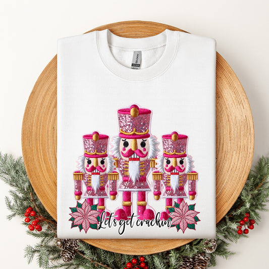 Let's Get Crackin Pink Nutcrackers DTF Transfer