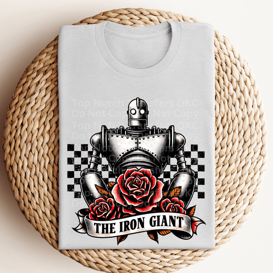 Iron Giant Checkered Roses DTF Transfer