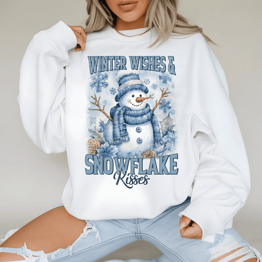 Winter Wishes and Snowflake Kisses DTF Transfer
