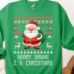 Merry Drunk Ugly Christmas Sweater DTF Transfer