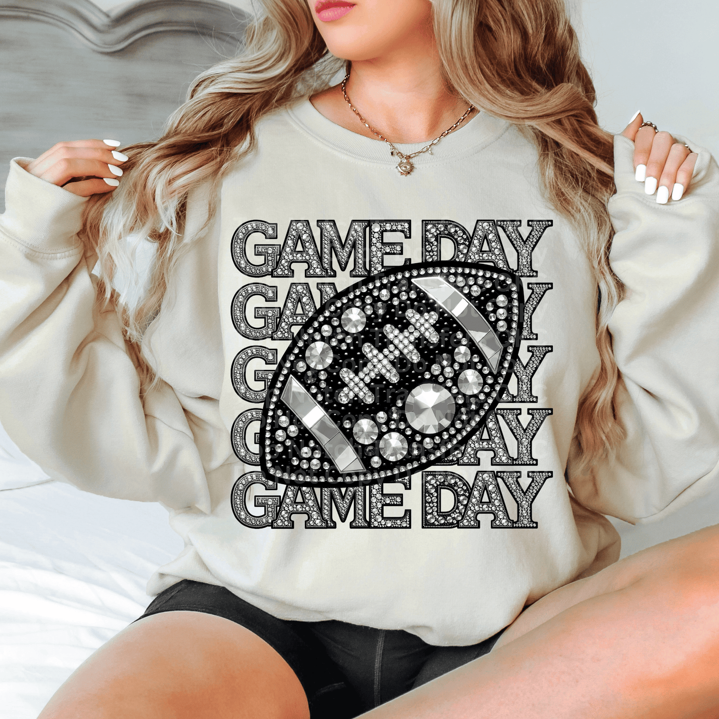 Football Game Day Faux Rhinestones DTF Transfer