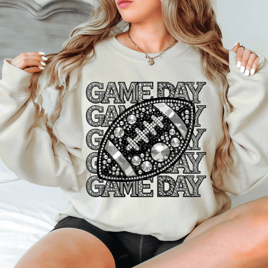 Football Game Day Faux Rhinestones DTF Transfer