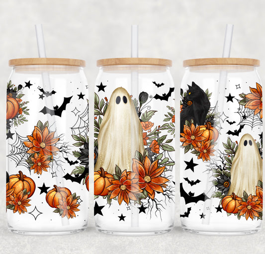 Spooky Ghost UV DTF 16oz Cup Wrap