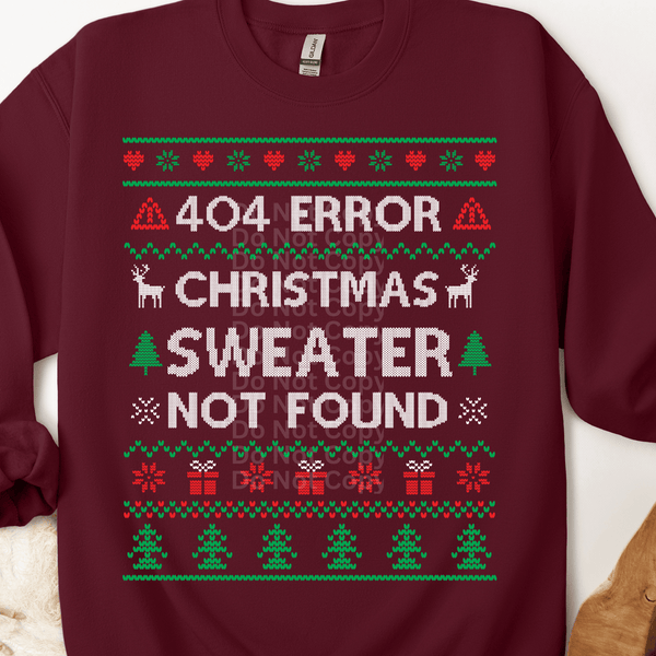 404 Error Ugly Christmas Sweater DTF Transfer
