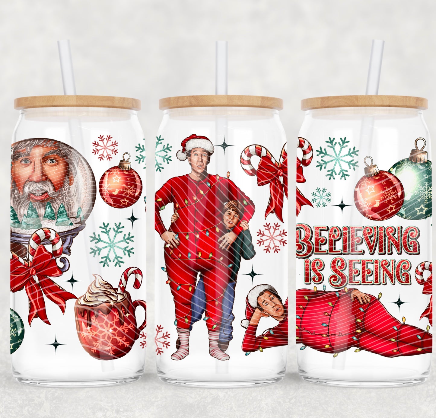 The Santa Clause Believing is seeing UV DTF 16oz Cup Wrap
