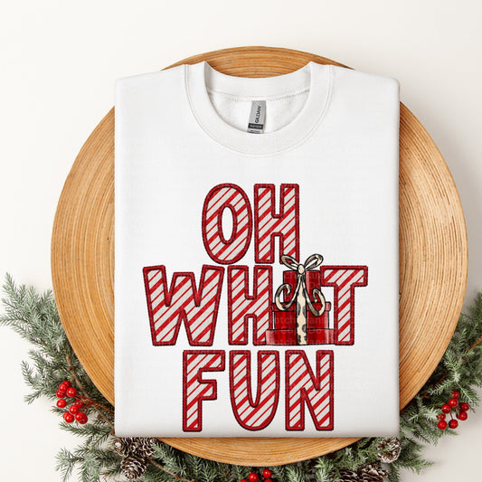 Oh What Fun Candy Cane Striped DTF Transfer