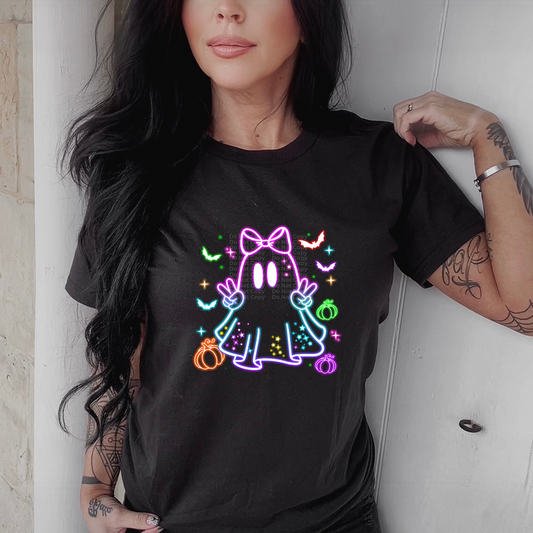 Neon Ghost Girl Peace DTF Transfer