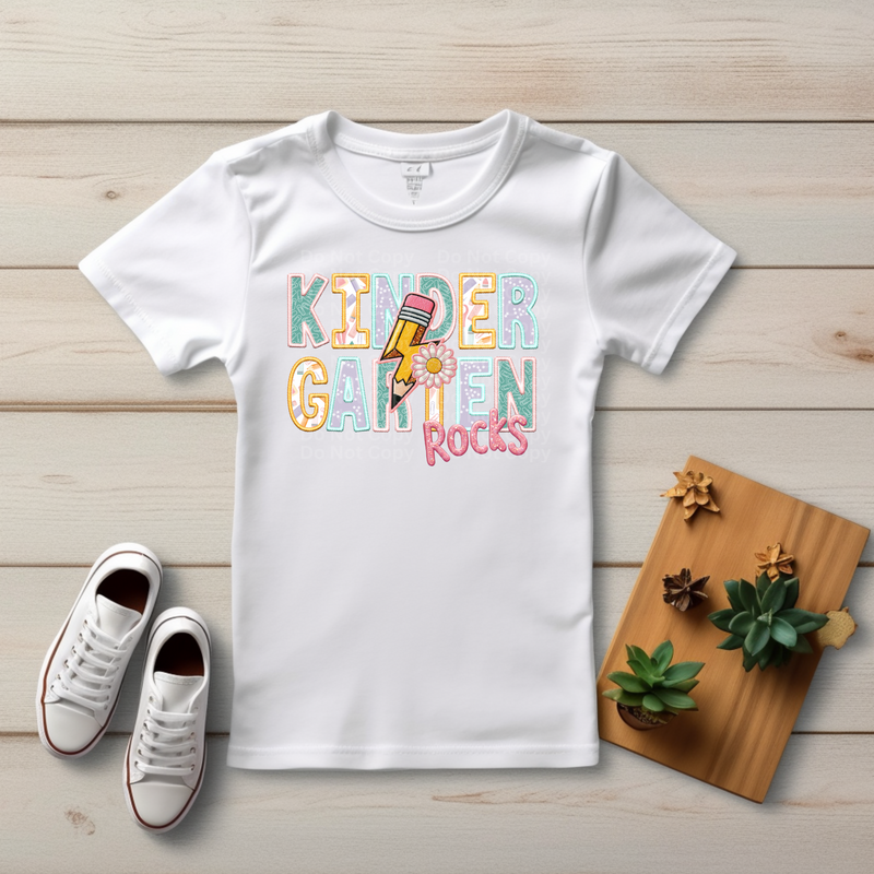 Kindergarten Rocks (girl) - School Rocks DTF Transfer