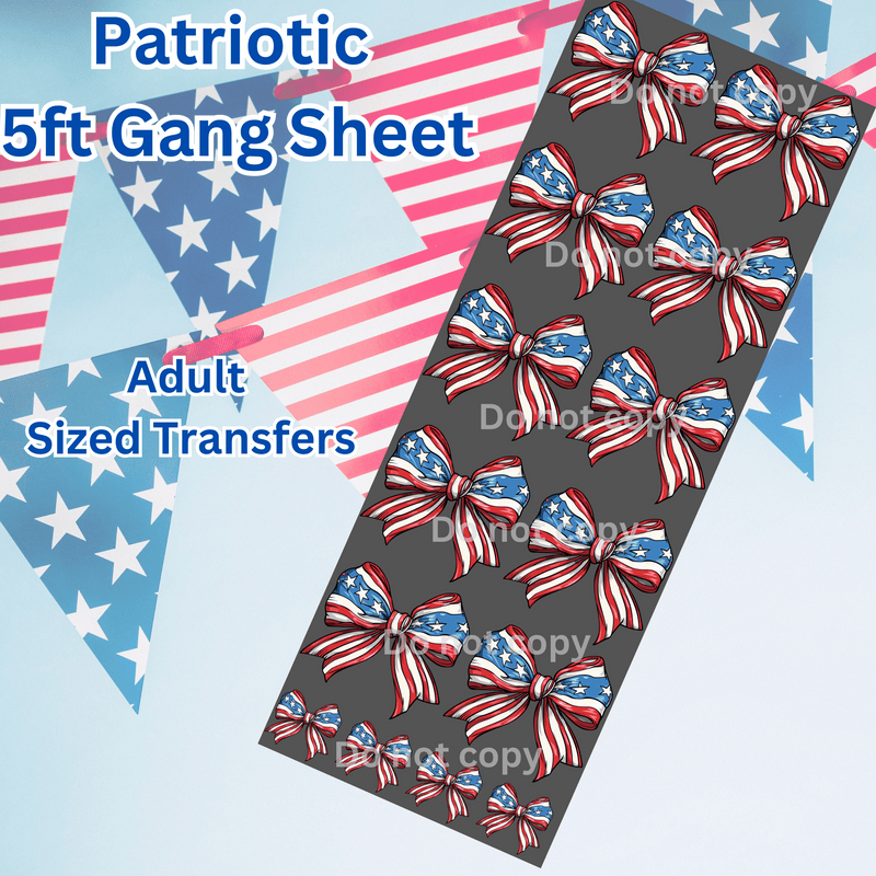 5ft Patriotic Bows Gang Sheet