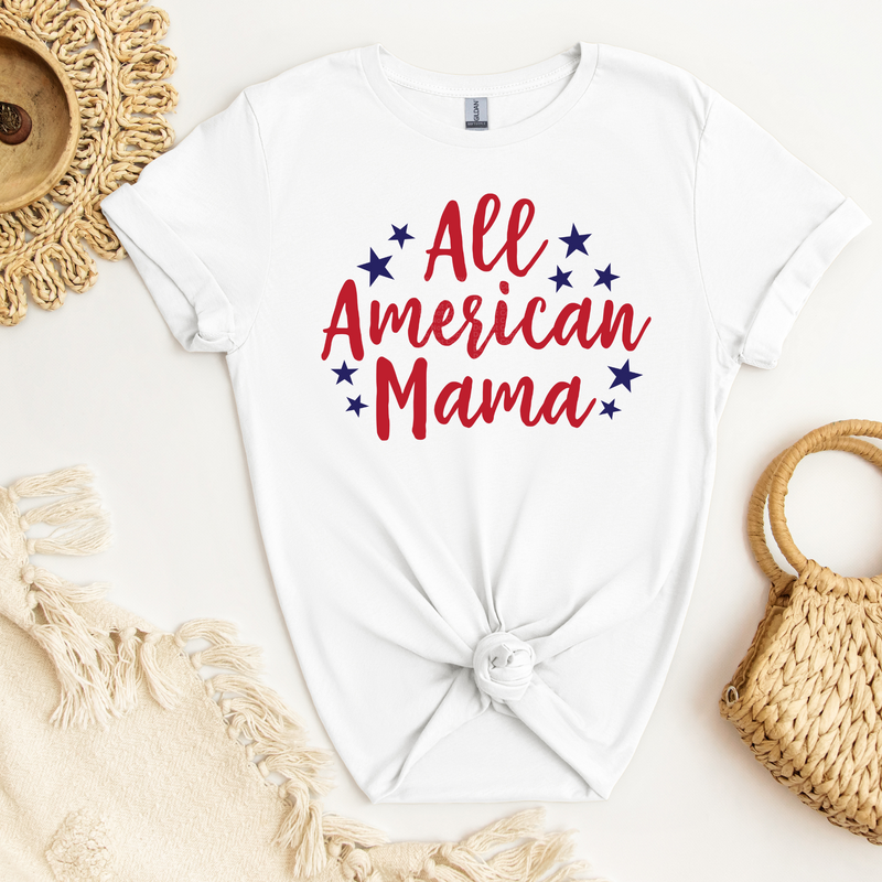 All American Mama Red with Blue Stars DTF Transfer