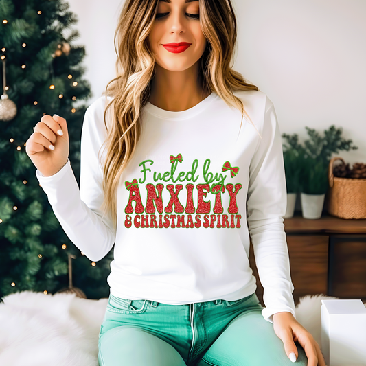 Fueled By Anxiety & Christmas Spirit DTF Transfer