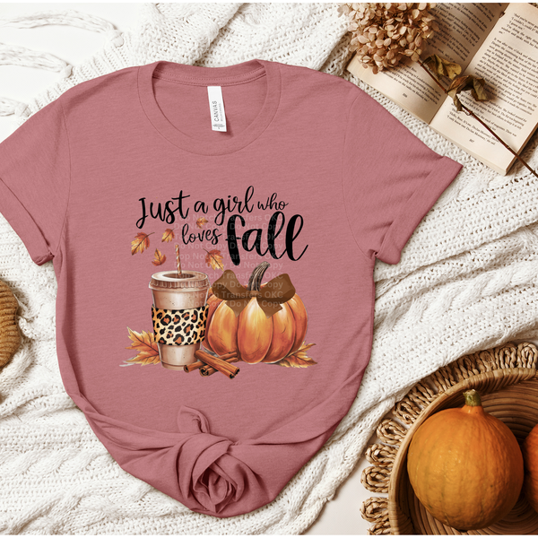 Just A Girl Who Loves Fall - Coffee & Pumpkin DTF Transfer