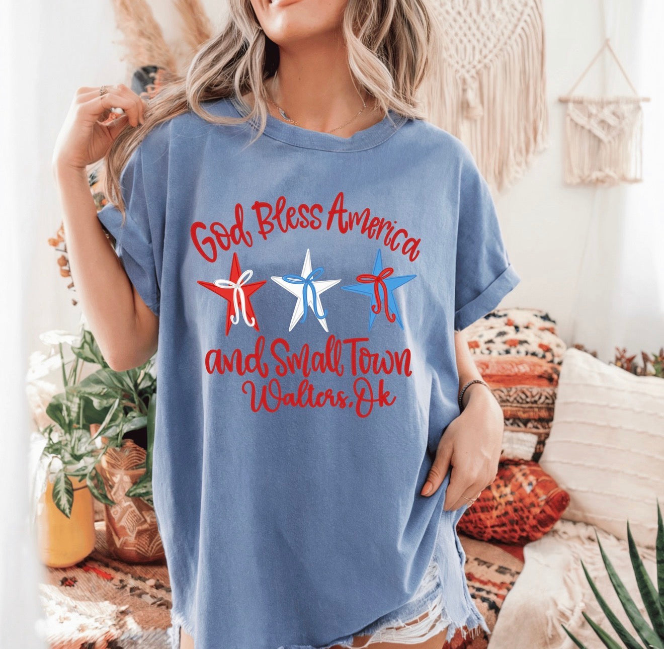 Custom God Bless America and Small Town V1 DTF Transfer *Leave your Town & State in checkout notes*
