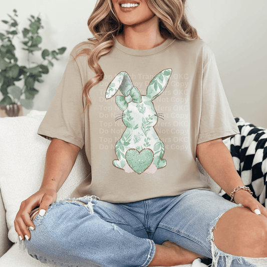 Green Bunny w/ Bow DTF Transfer