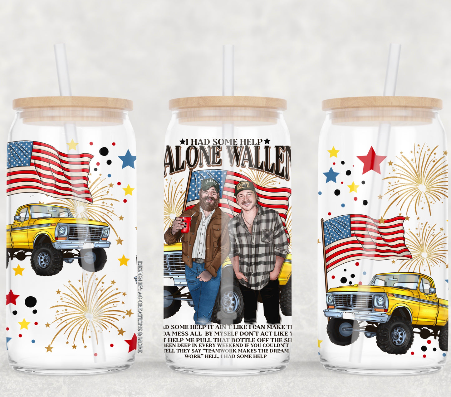 Malone Wallen I had some help UV DTF 16oz Cup Wrap
